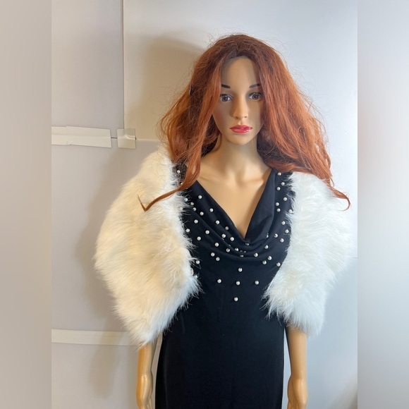 Calvin Klein Pearl Accent Cowl neck Sleeveless Sheath Midi Dress Back size 12 - Picture 7 of 9